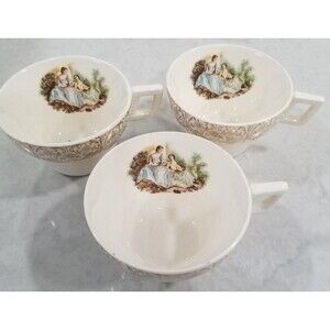 American Limoges tea or coffee cups Triumph China d’Or 22K Gold Set of 3 vtg